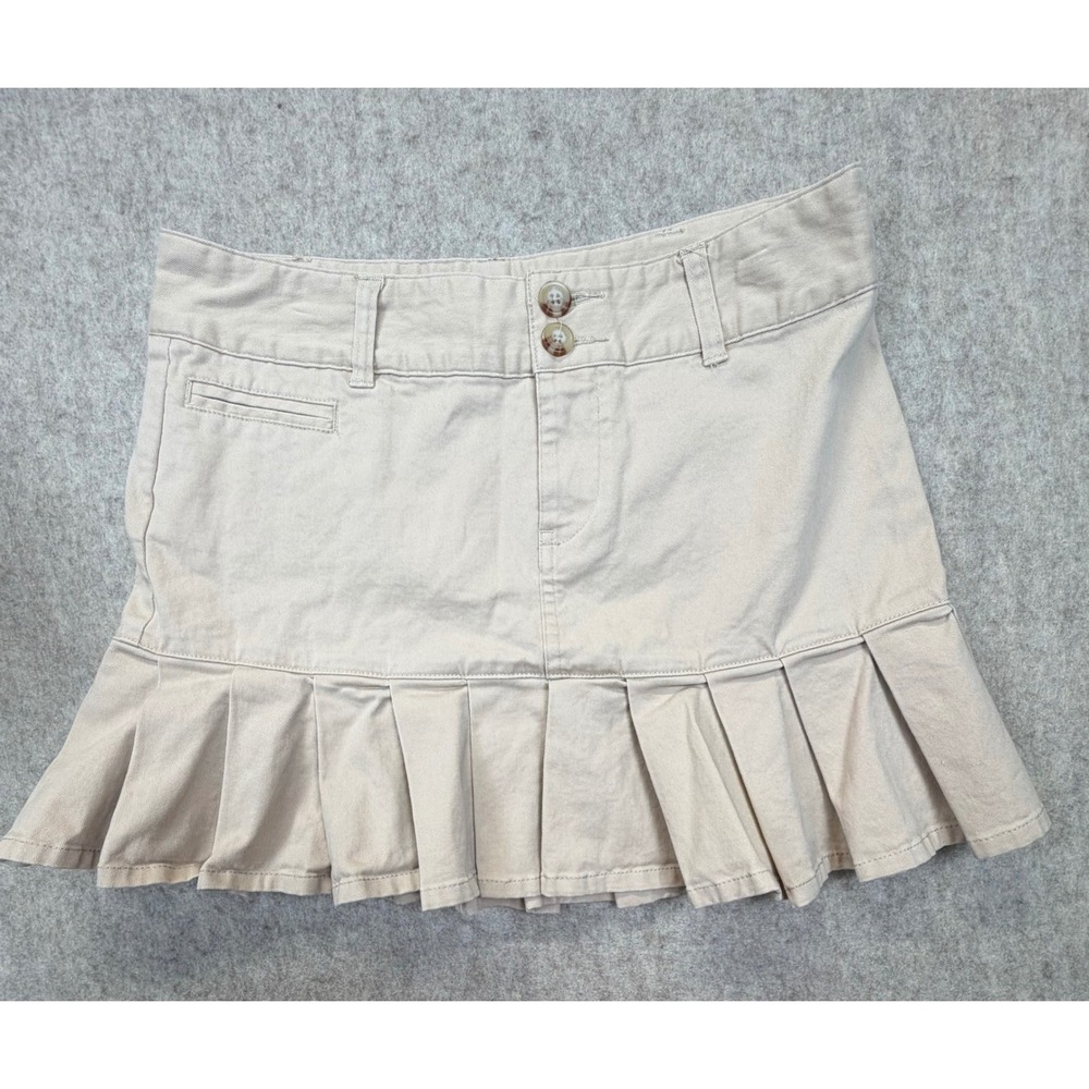 Polo Ralph Lauren Skirt Girls 14 Beige Pleated Chino Mini Twill Drop Waist